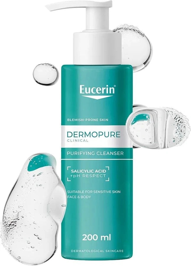 Eucerin Dermo-Purify Cleansing Gel, suitable for acne-prone skin, fragrance-free and soap-free, 200 ml