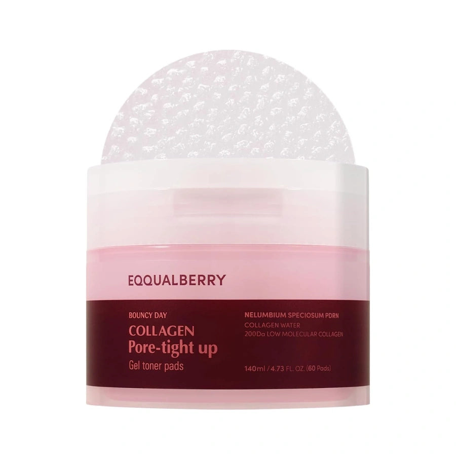 Eqqualberry Pore Tightening Gel Toner Pads with Collagen – 60 Pads