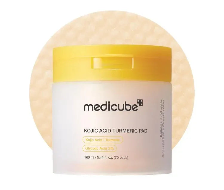 Medicube pads with kojic acid and turmeric for gentle skin brightening and exfoliation