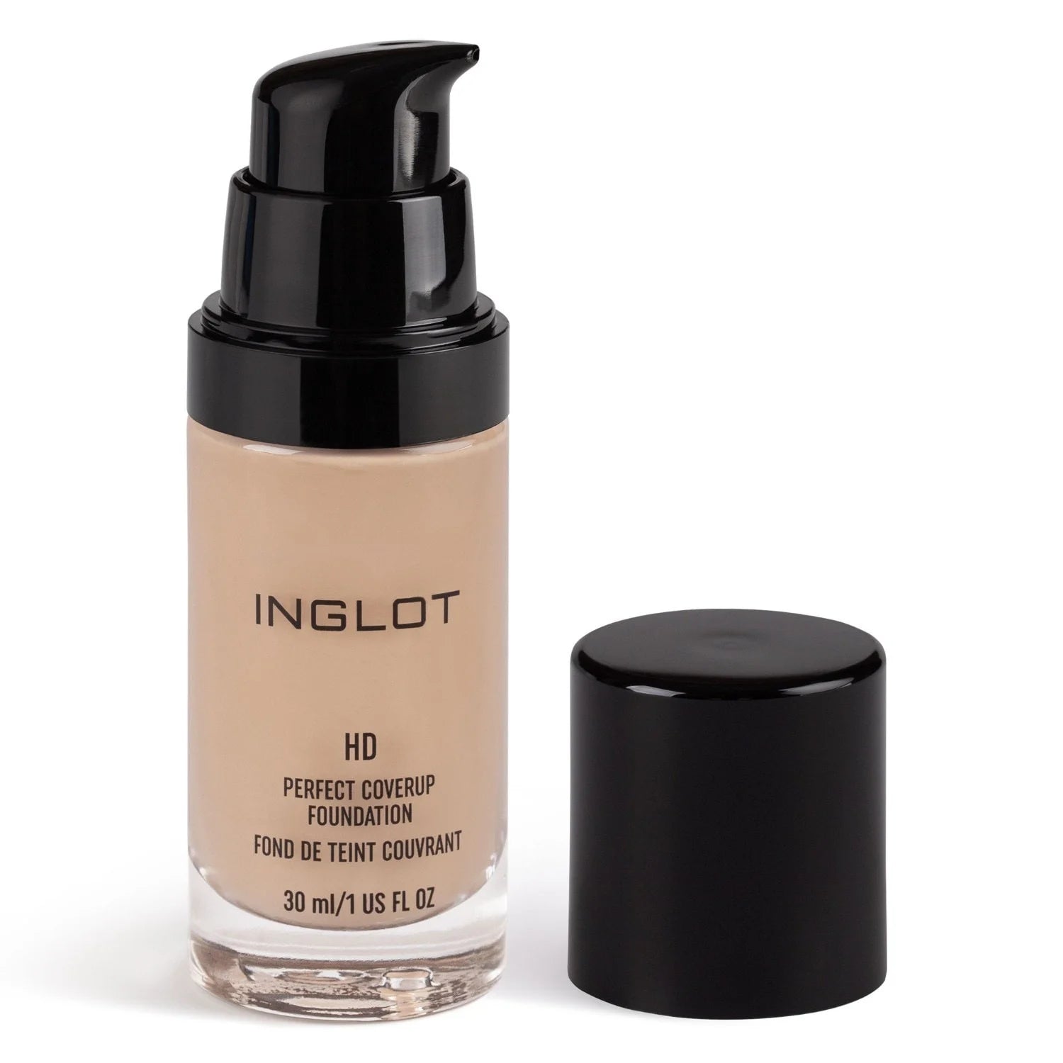Inglot HD Perfect Coverup Foundation in a 30ml glass jar